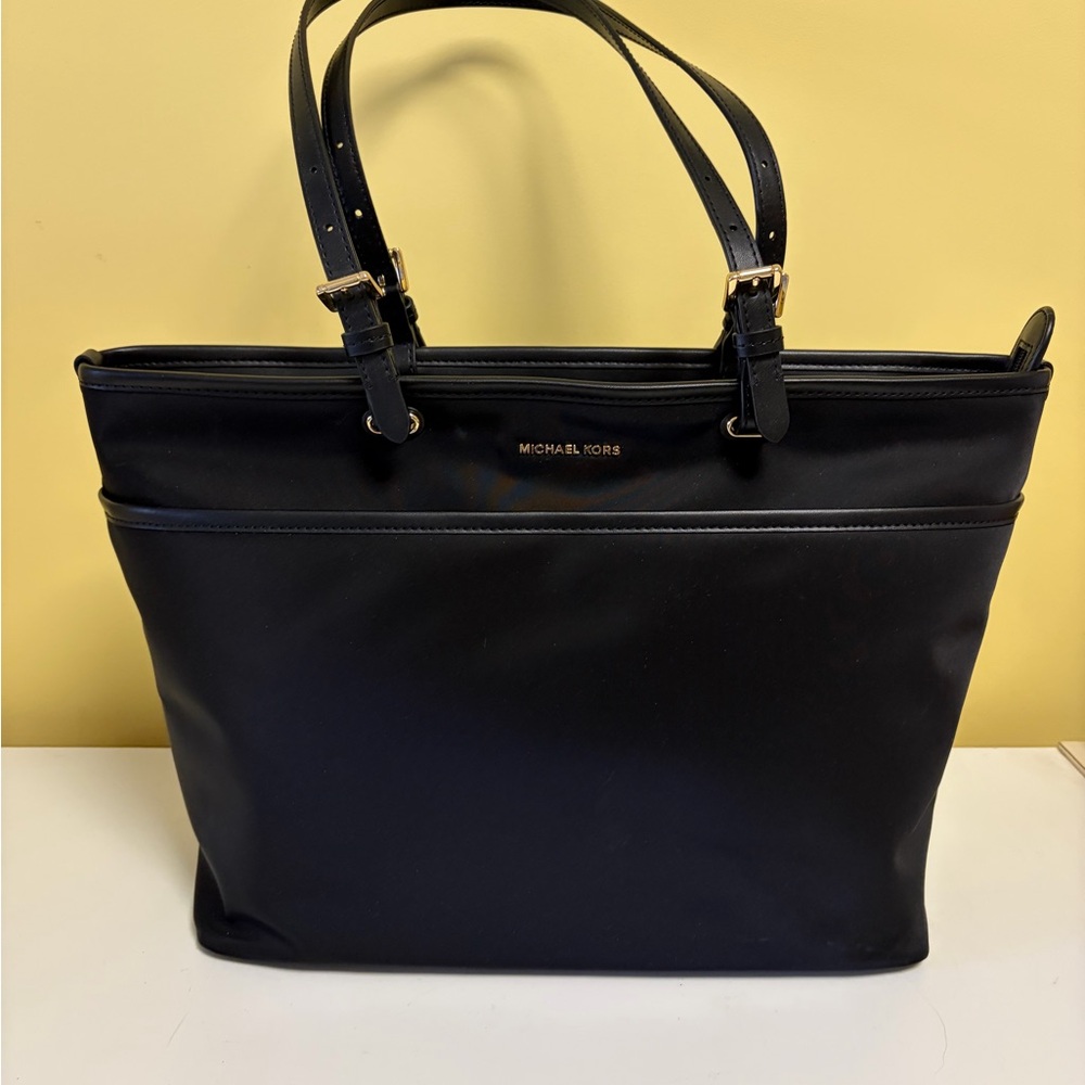 Michael Kors Black Nylon Tote with Gold Accents